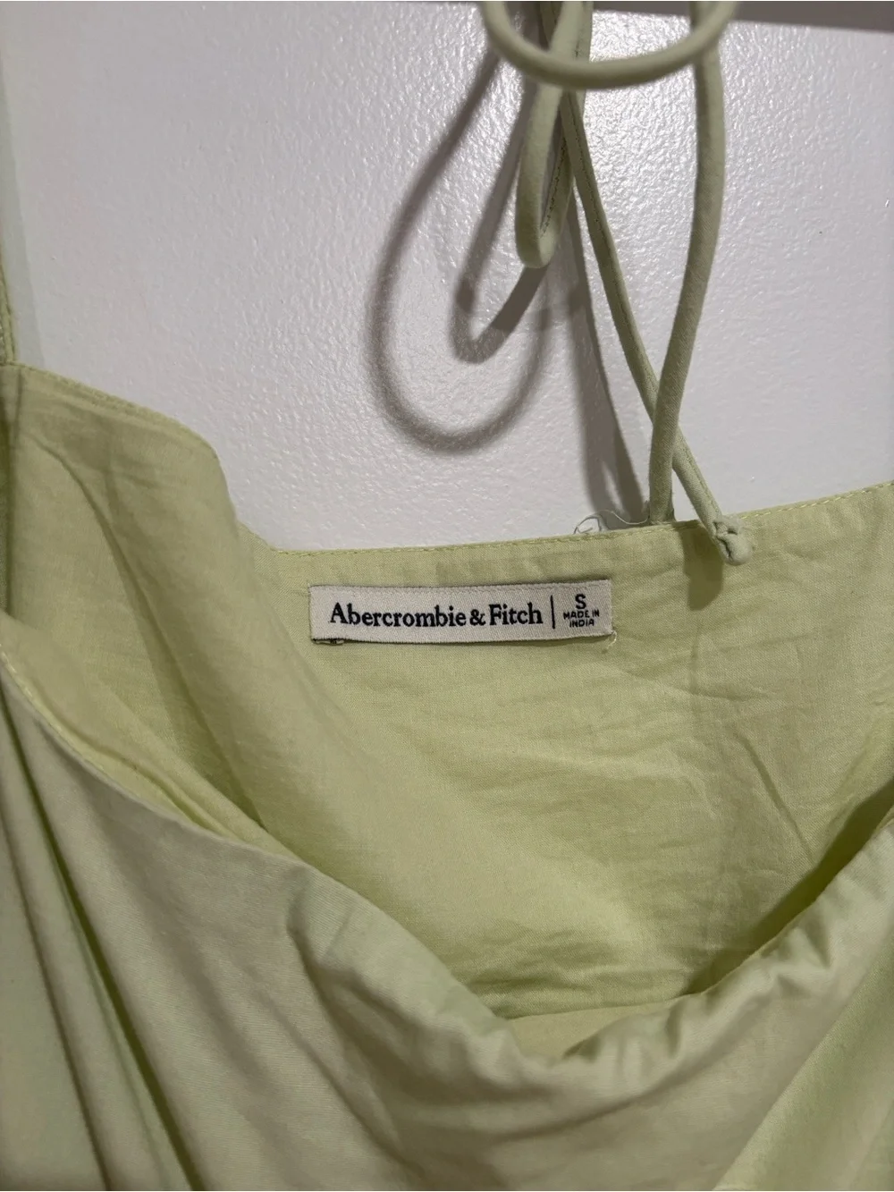 Abercrombie & Fitch Light Green Puff-Sleeve Square Neck Crop Top
